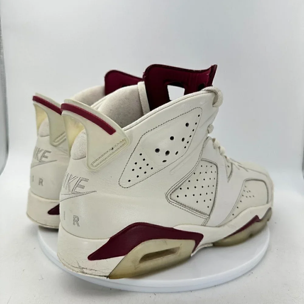 Nike Air Jordan 6 Retro Men Size 13 384664–116 Red Maroon White Basketball Shoes